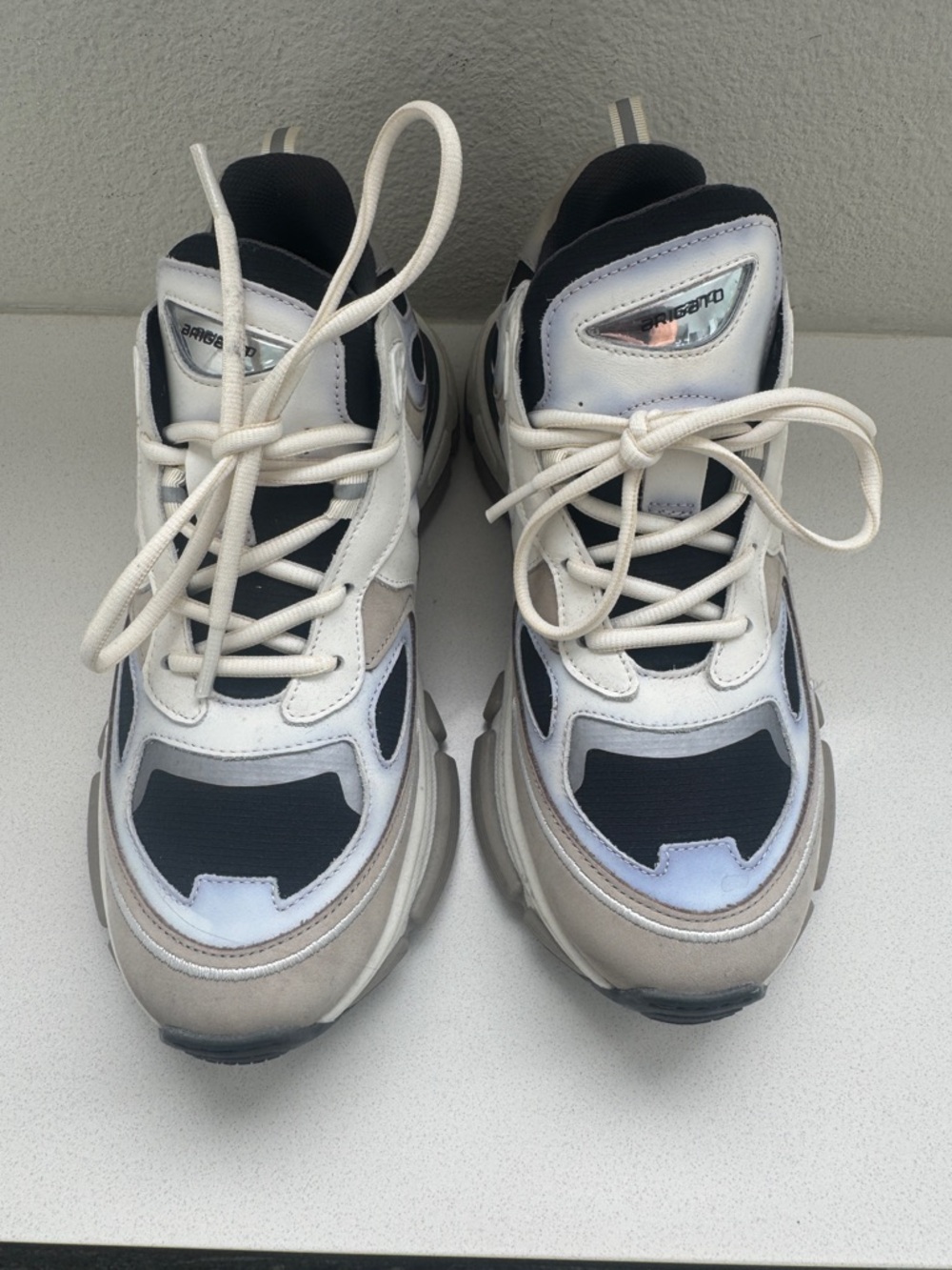 Axel Arigato White Black Gray Chunky Trainer Sneakers